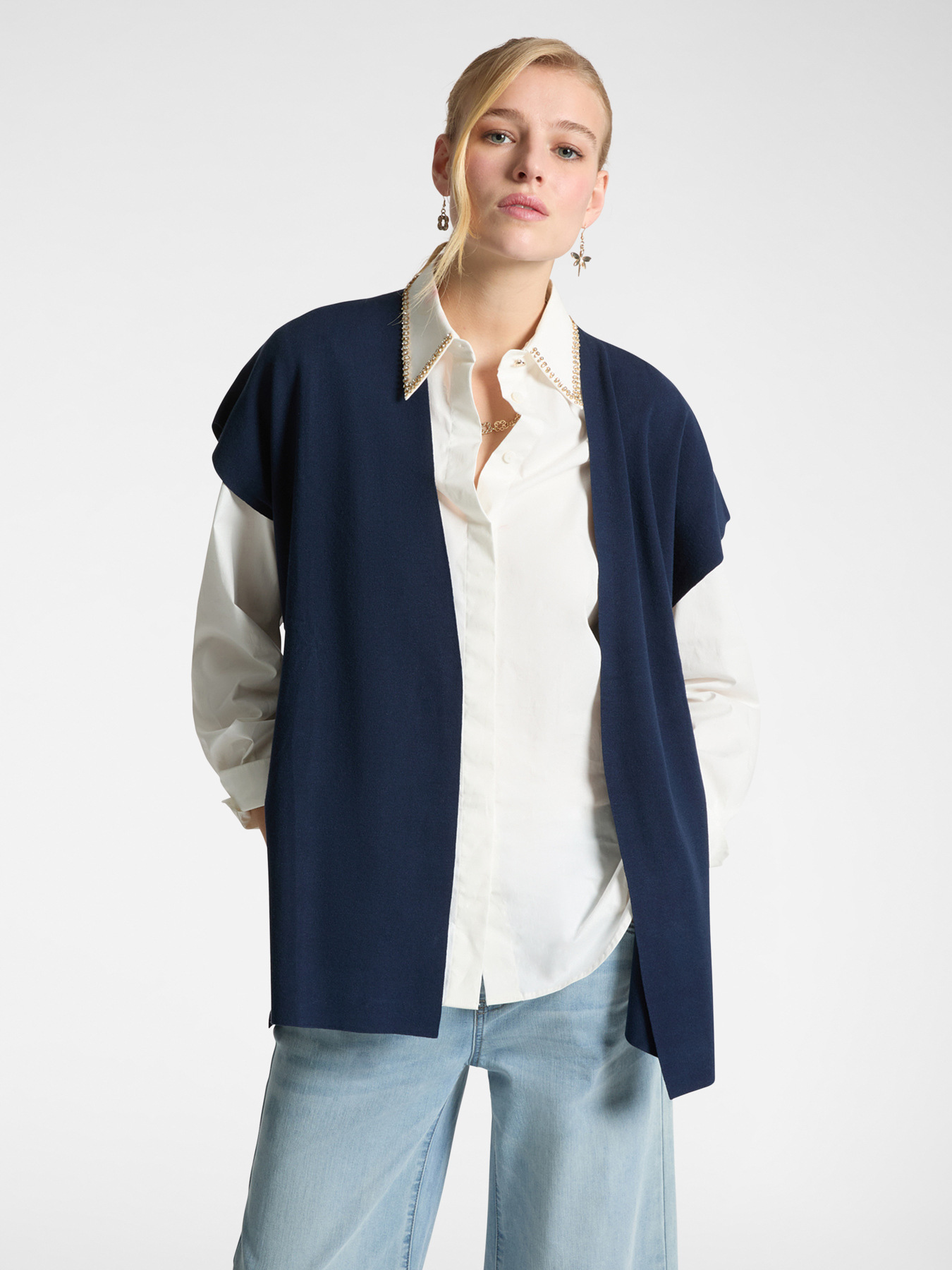 Gilet lungo con maniche corte image number 0