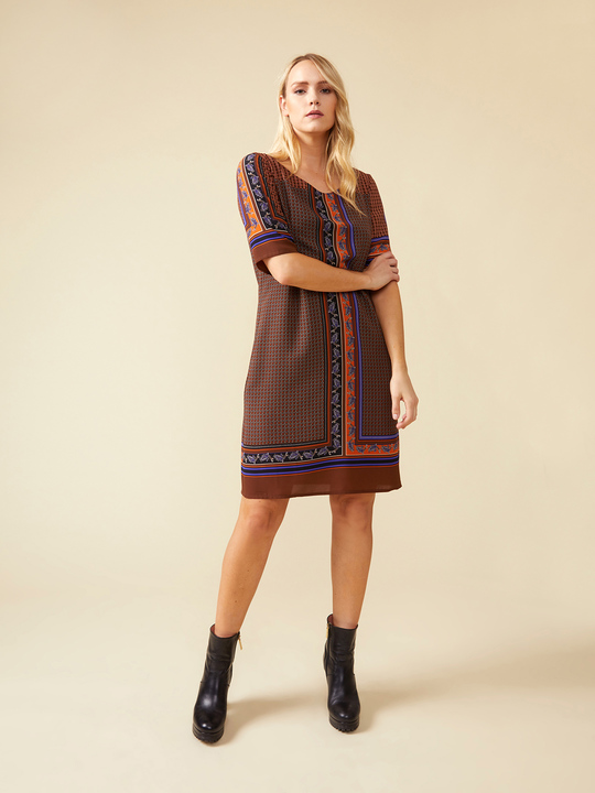 Elenamiro: Abito stampa foulard Arancione_1