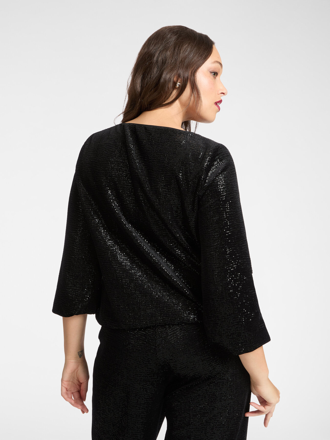 Blusa in ciniglia laminata image number 1