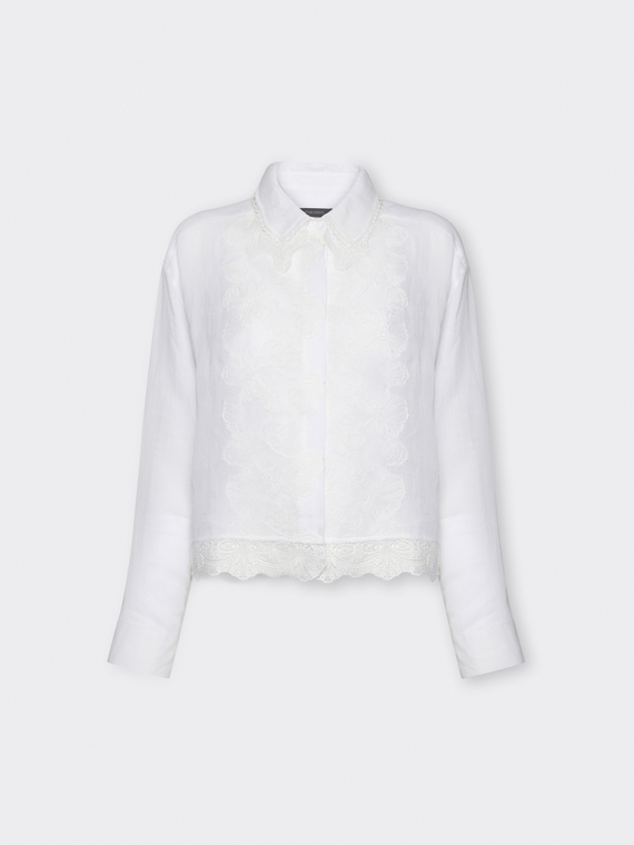 Ramie-Hemd mit Spitze
