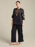 Linen blouse with ethnic embroidery image number 3