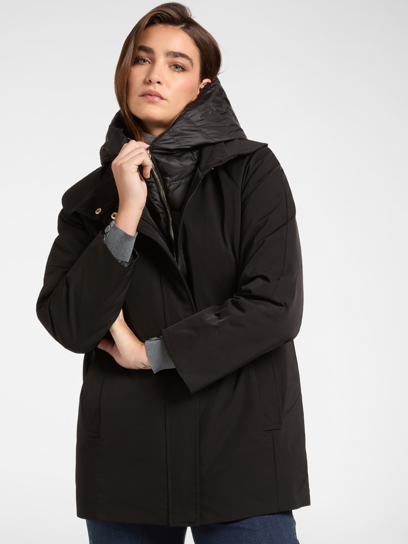 Daunenjacke im Lagenlook