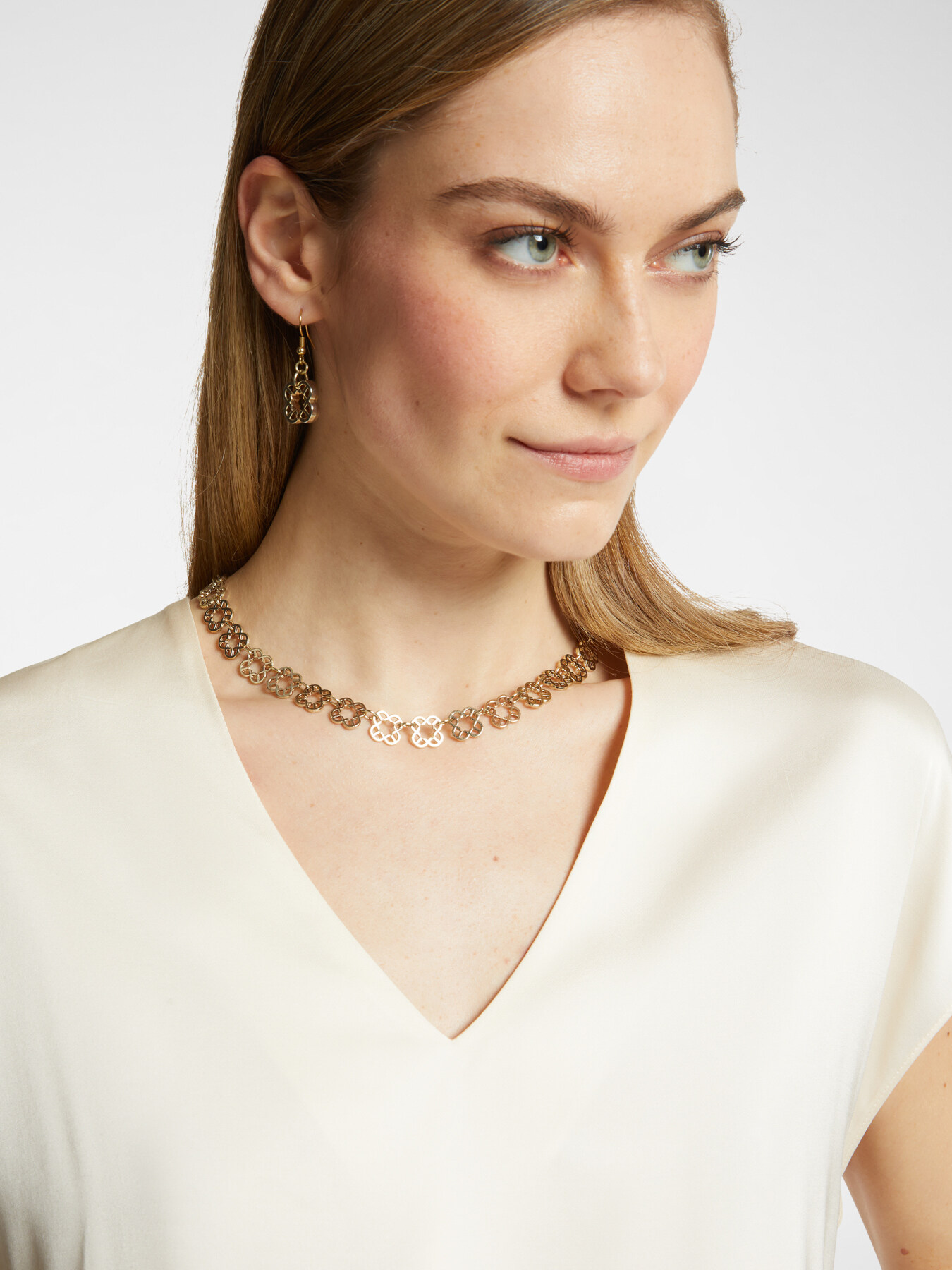 Satin V-neck blouse image number 3