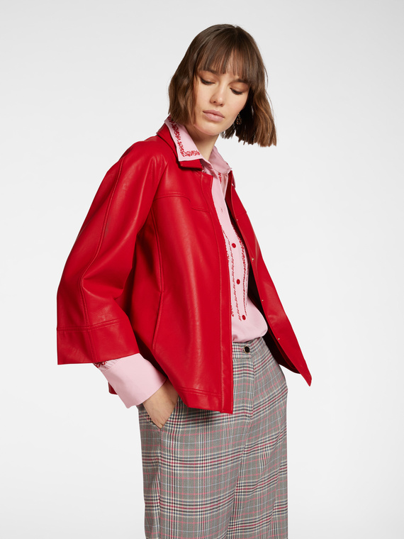 Elena Mirò - Giacca dalla linea ad A in tessuto lucido Donna, Rosso Taglia: 54