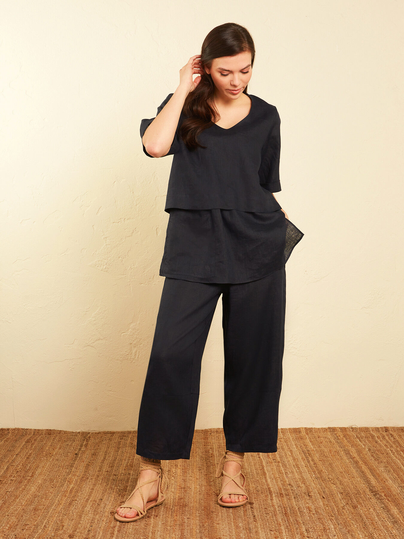 PANTALON SLOUCHY EN PUR LIN image number 5