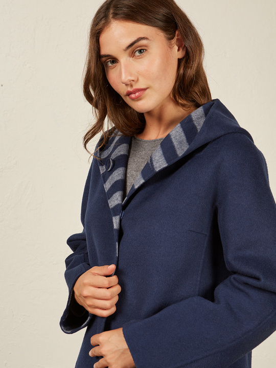 Elenamiro&nbsp;: Manteau avec int&eacute;rieur &agrave; rayures Bleu_1