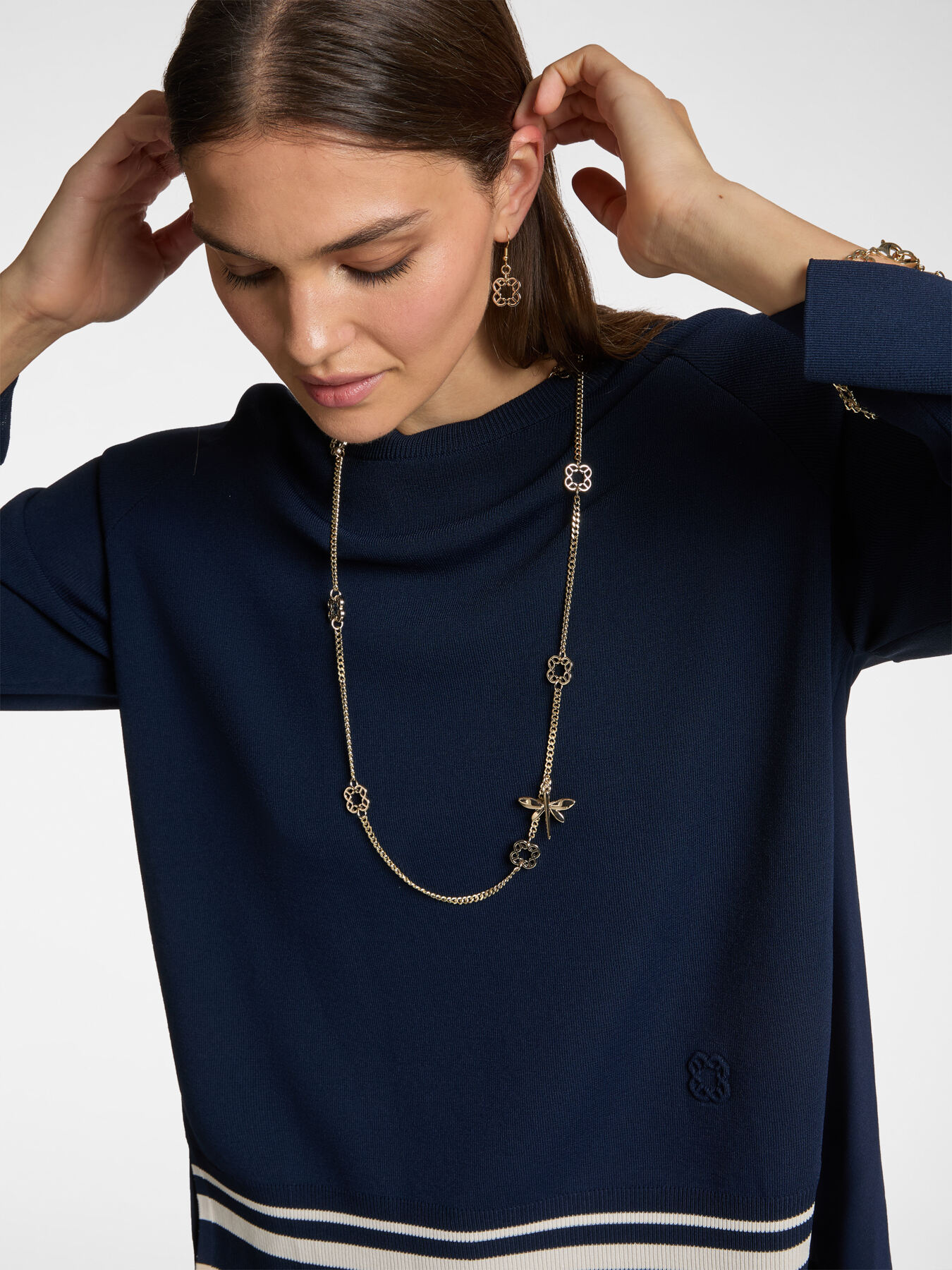 Sweater with striped trim image number 3