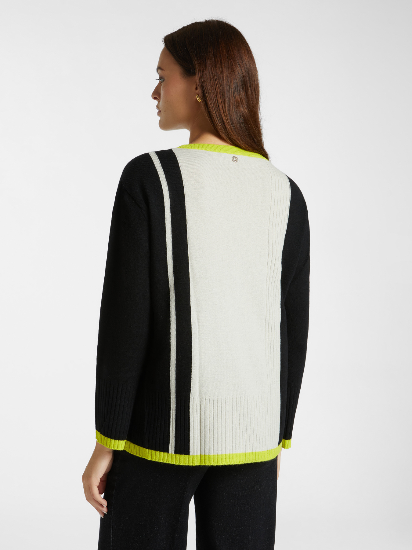 Color block sweater in pure wool image number 1
