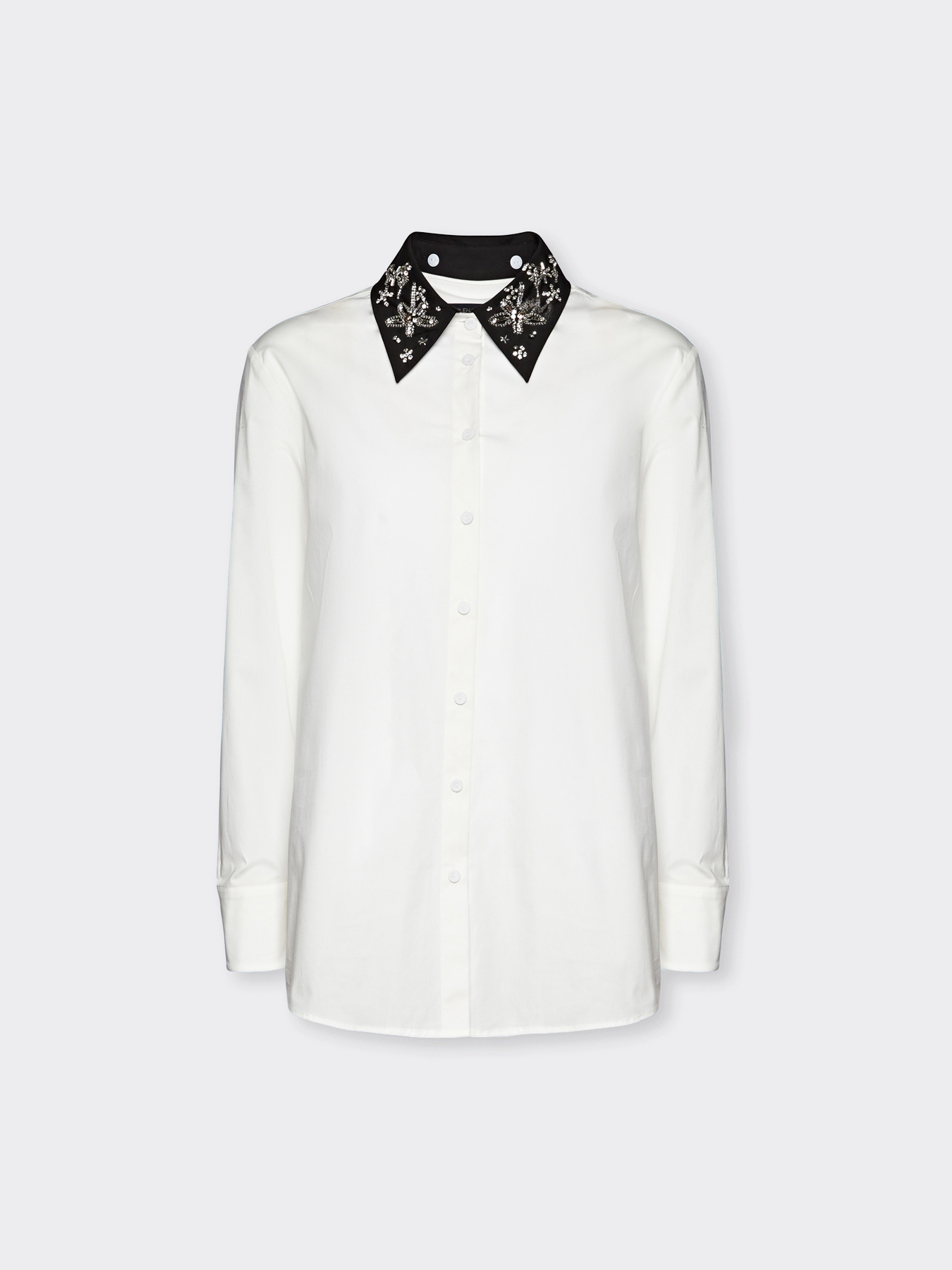 Shirt with embroidered collar