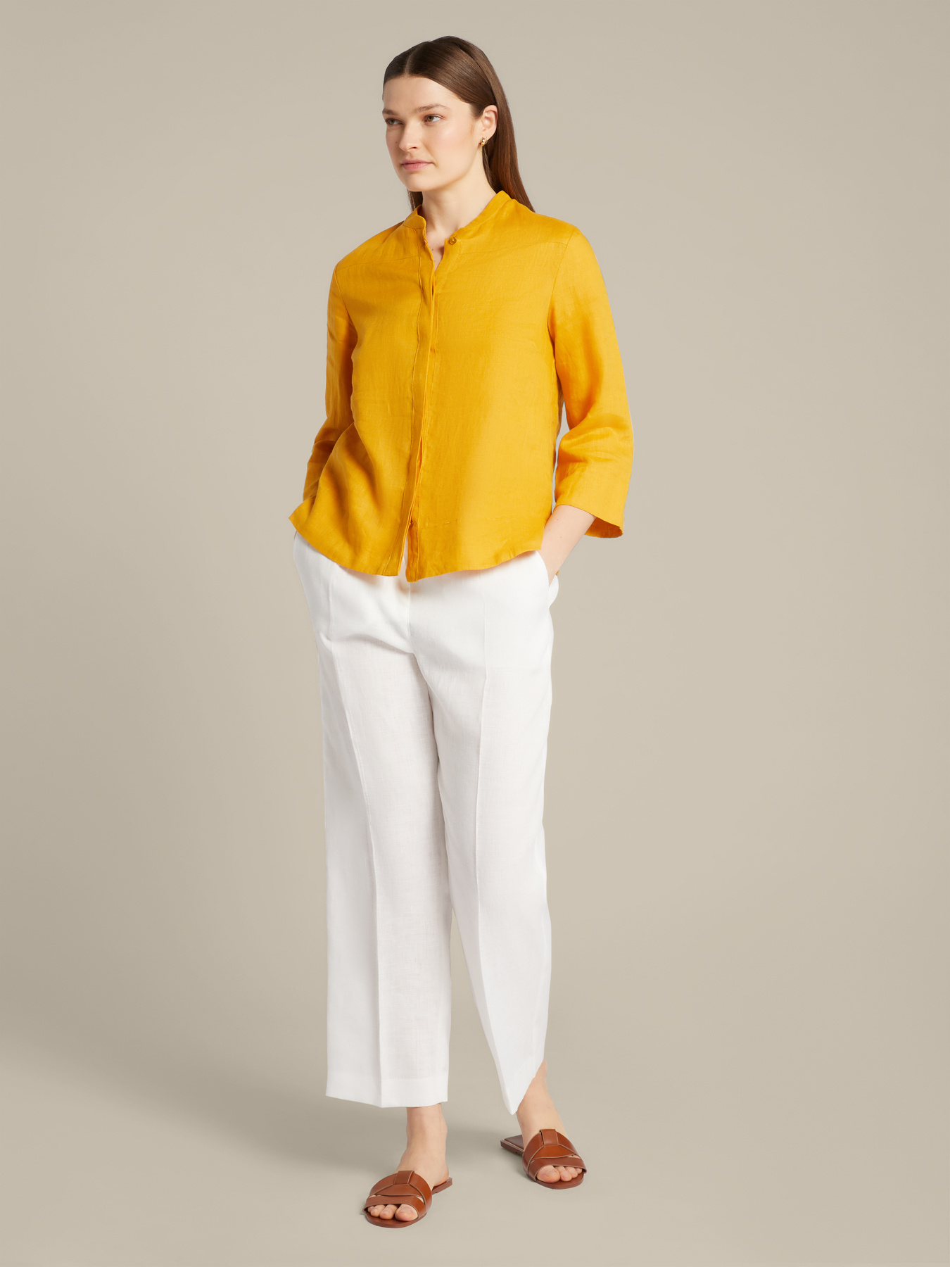 Pantaloni dritti in puro lino image number 0