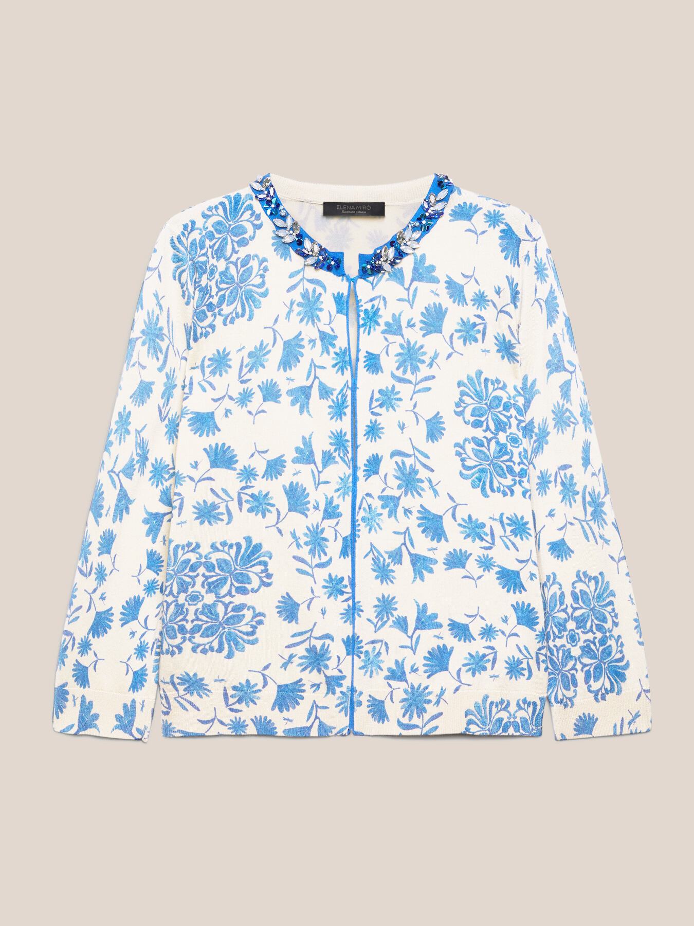 Printed, hand-embroidered mini cardigan image number 4