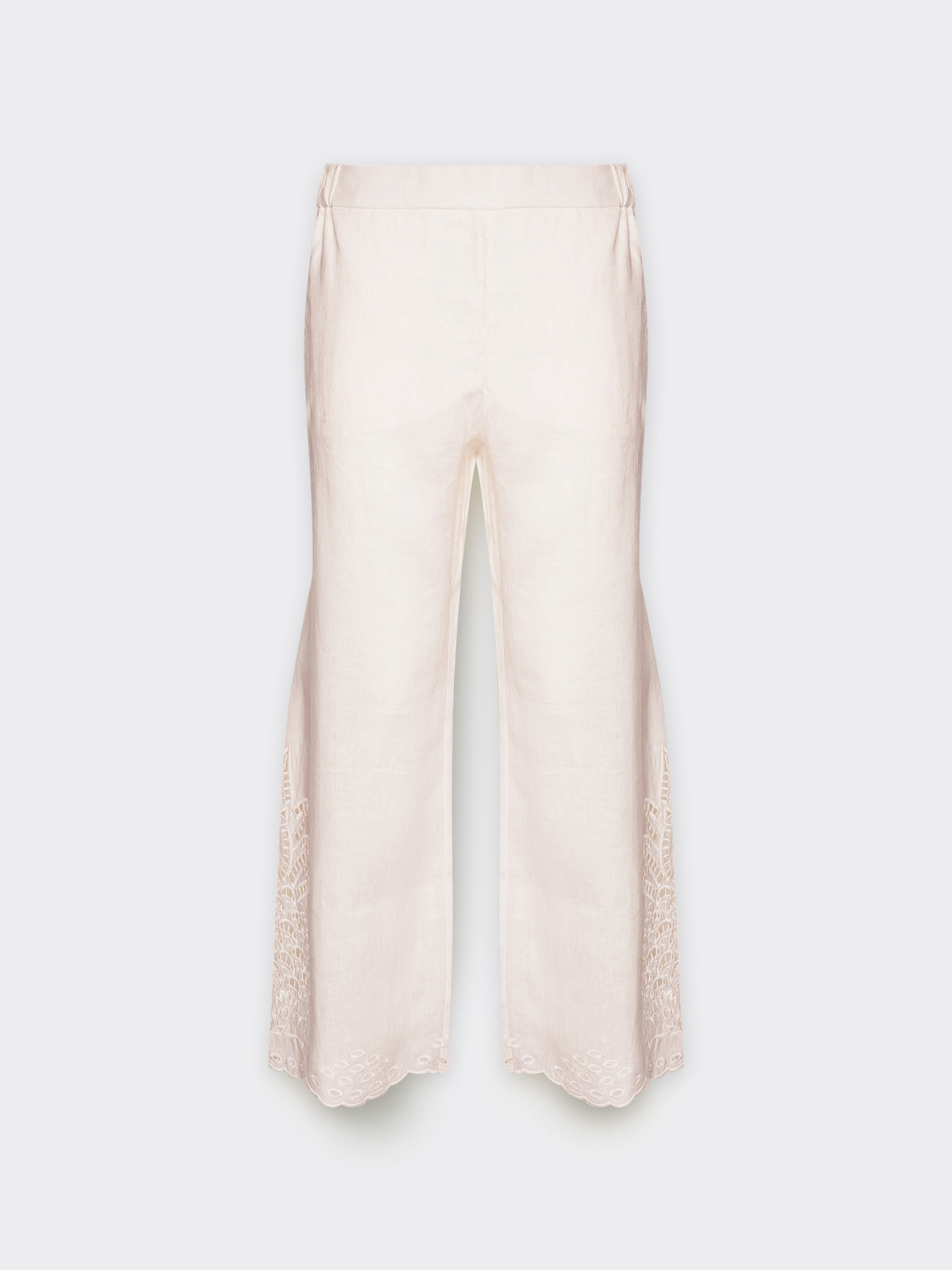 Pantaloni cropped ricamati in lino image number 4