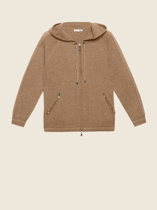 Elenamiro&nbsp;: Cardigan en laine et cachemire Marron_1