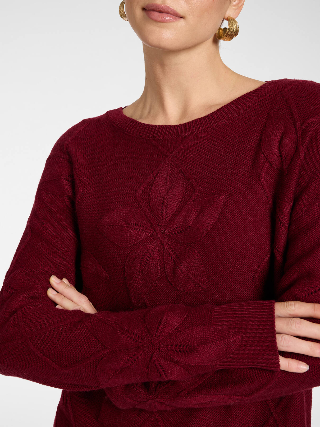 Pull en m&eacute;lange de cachemire &agrave; motif floral image number 3