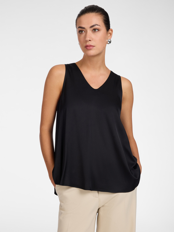 Top en satin de viscose d&eacute;collet&eacute; en V