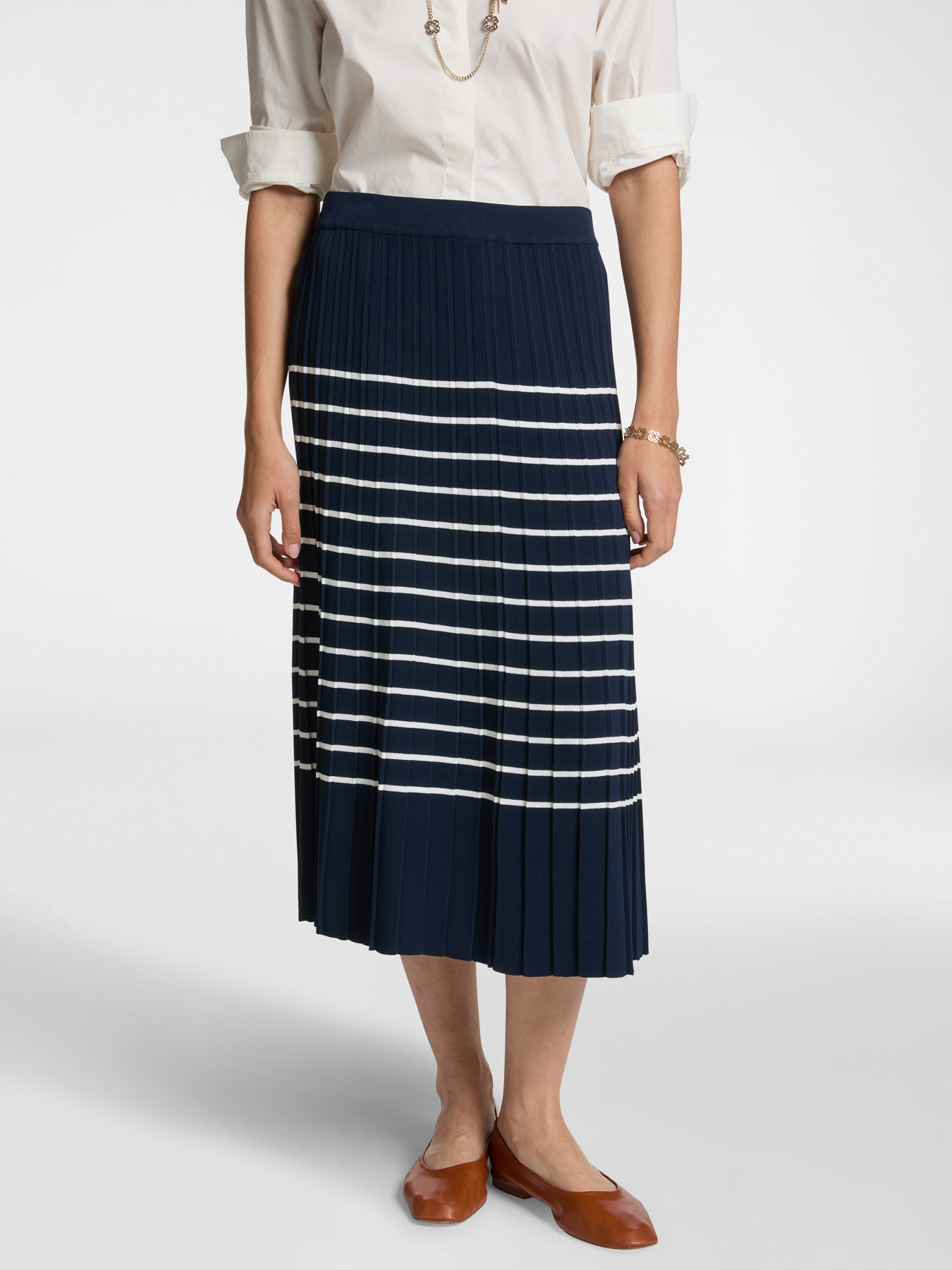 Longuette-Rock, plissiert und gestreift image number 2