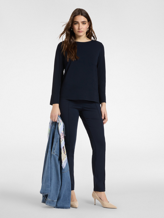 Slim-fit trousers in Milanese stitch