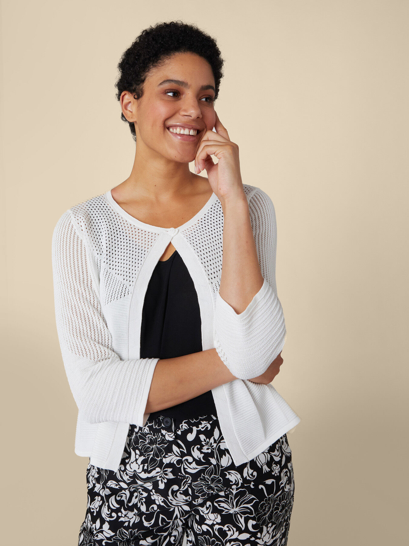 Cárdigan de algodón con calado image number 3