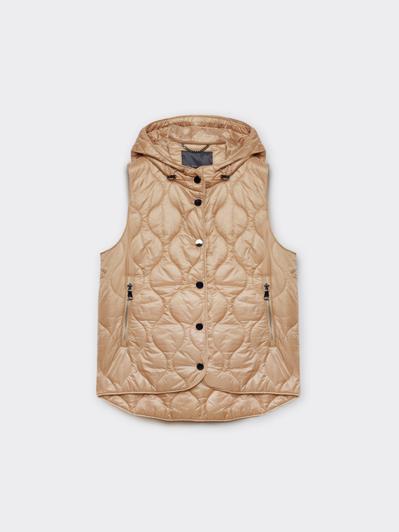 Padded sleeveless jacket with hood