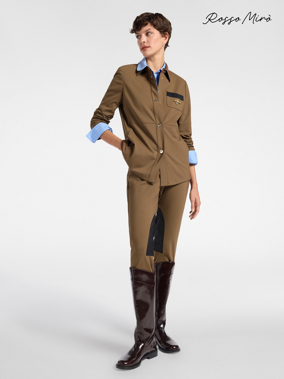 Milanese stitch trousers with contrasting insert