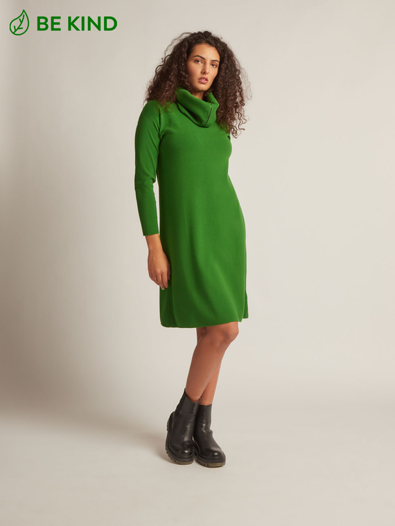 Knit dress with cowl neck