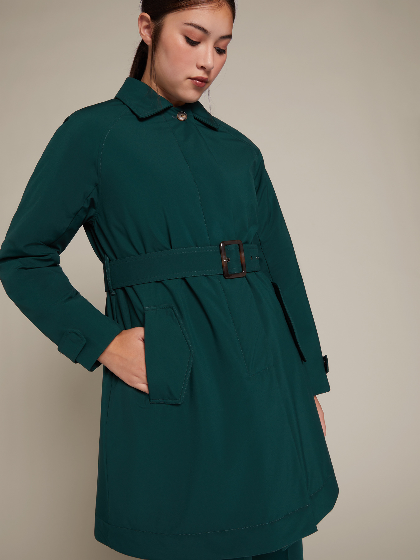 Wattierter Trenchcoat mit G&uuml;rtel image number 3