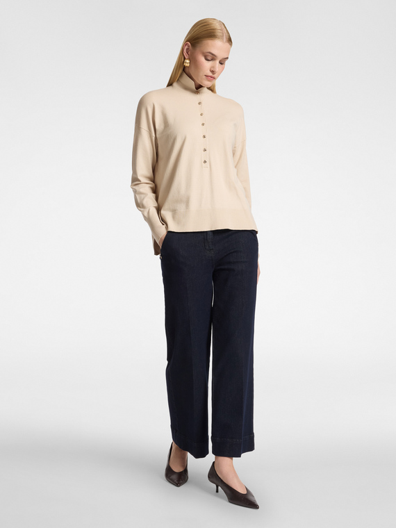 Cropped Wide-Leg-Jeans aus Denim