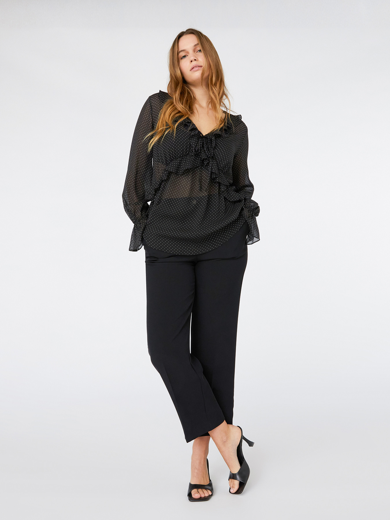 Blusa a micro pois in viscosa image number 0