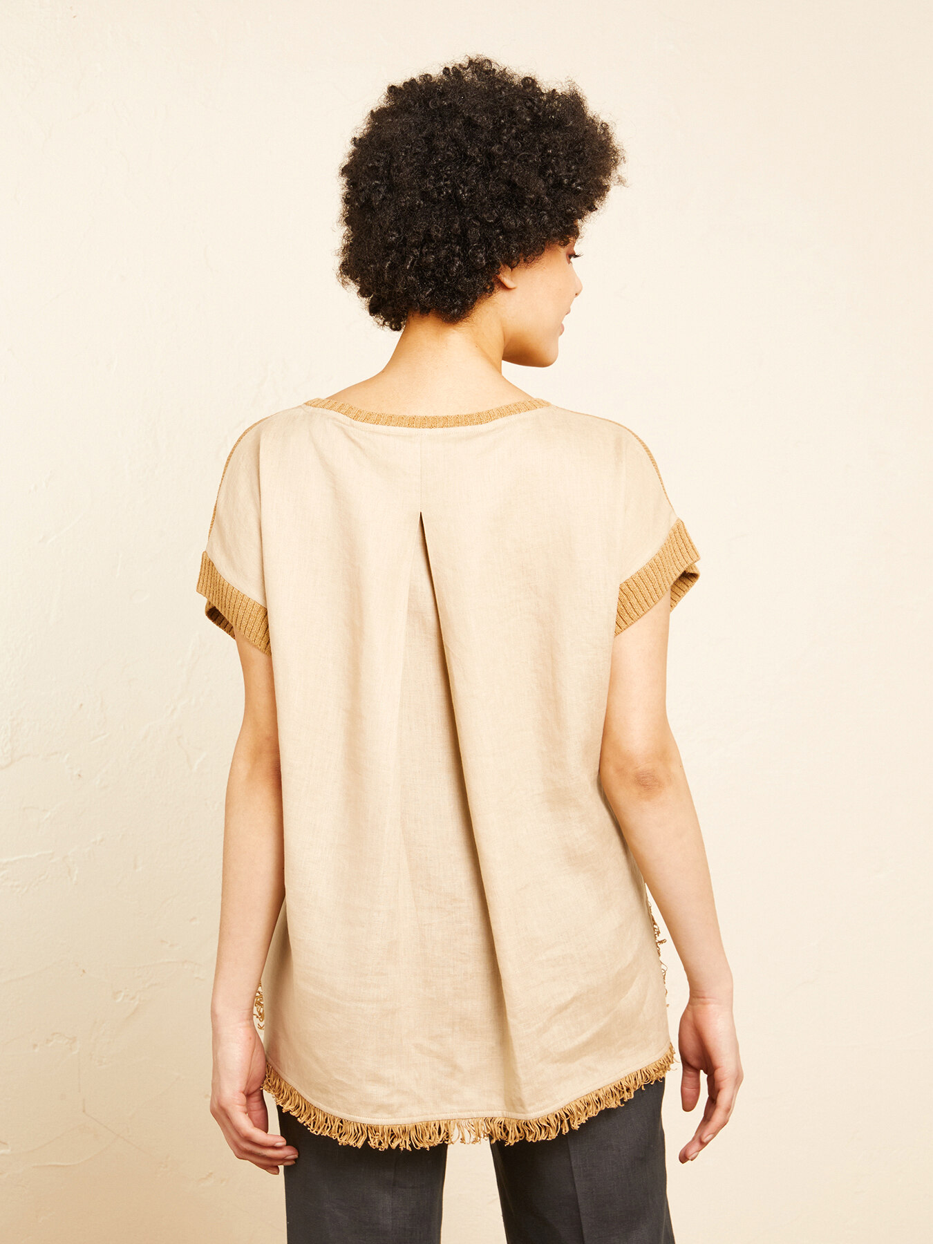 BLUSA TRICOT IN COTONE LINO image number 1