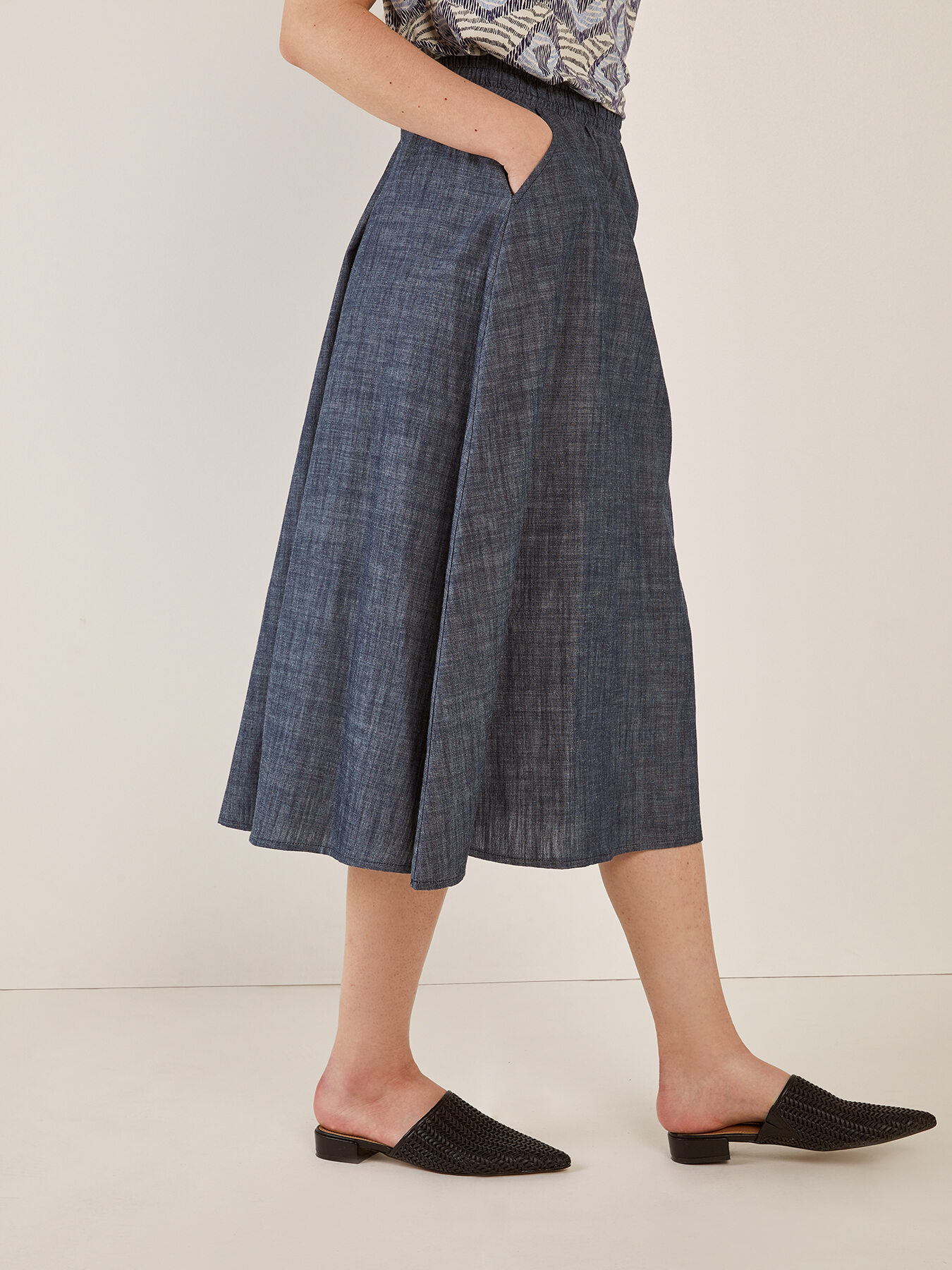 Gonna midi in cotone e lino image number 2