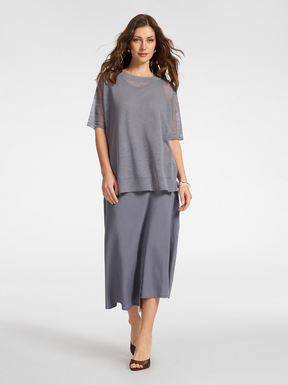 Asymmetric midi skirt in lyocell