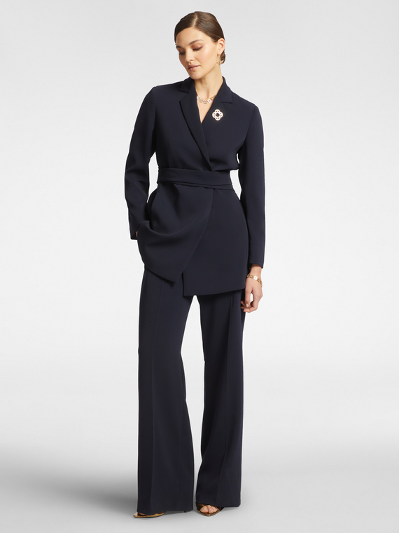 Elena Mirò - Pantaloni maschili in cady stretch Donna, Blu Taglia: 42