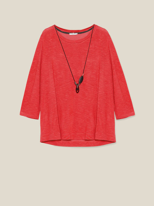 Elenamiro: T-shirt con collana etnica Vermelho_1