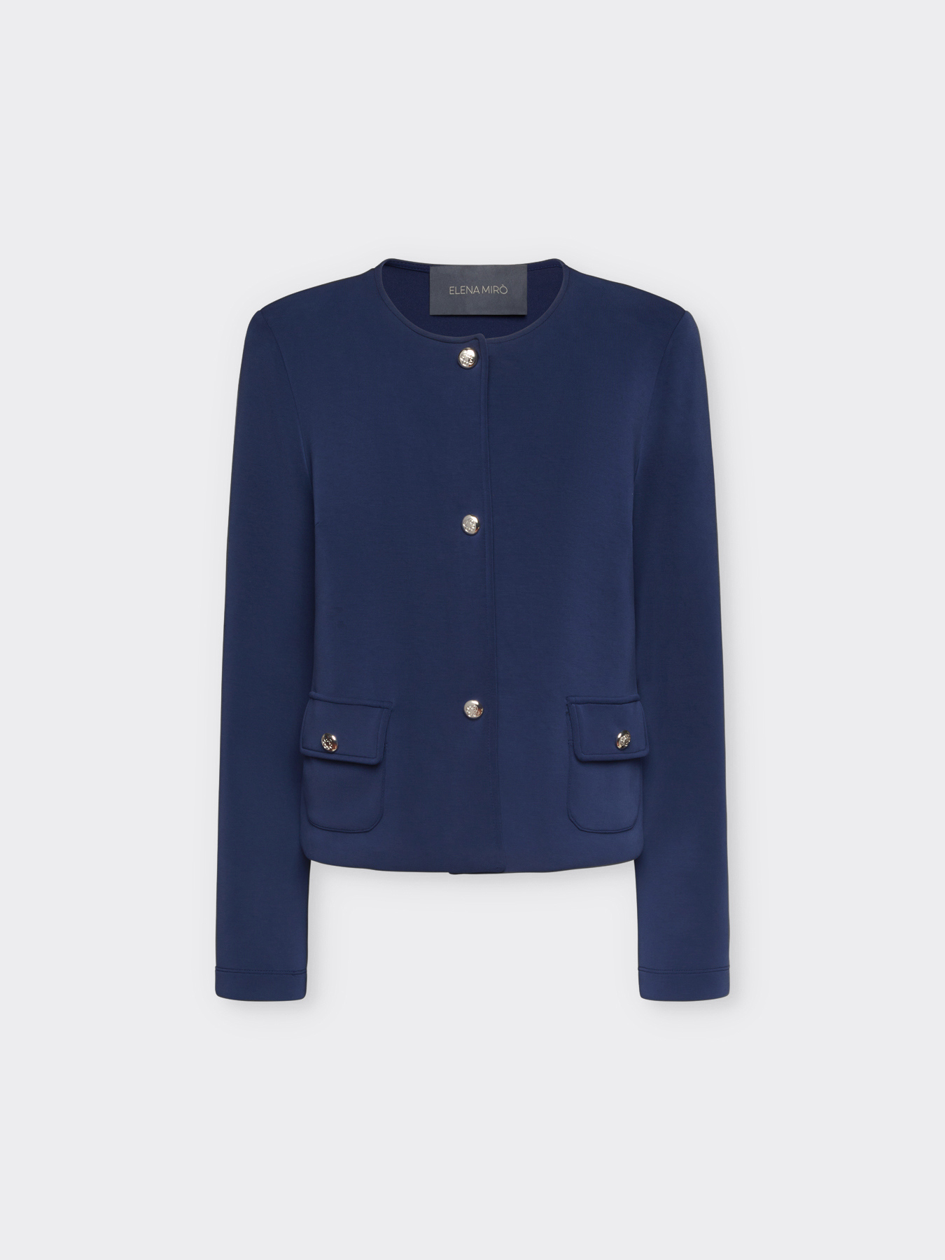 Crew-neck scuba fabric jacket image number 4