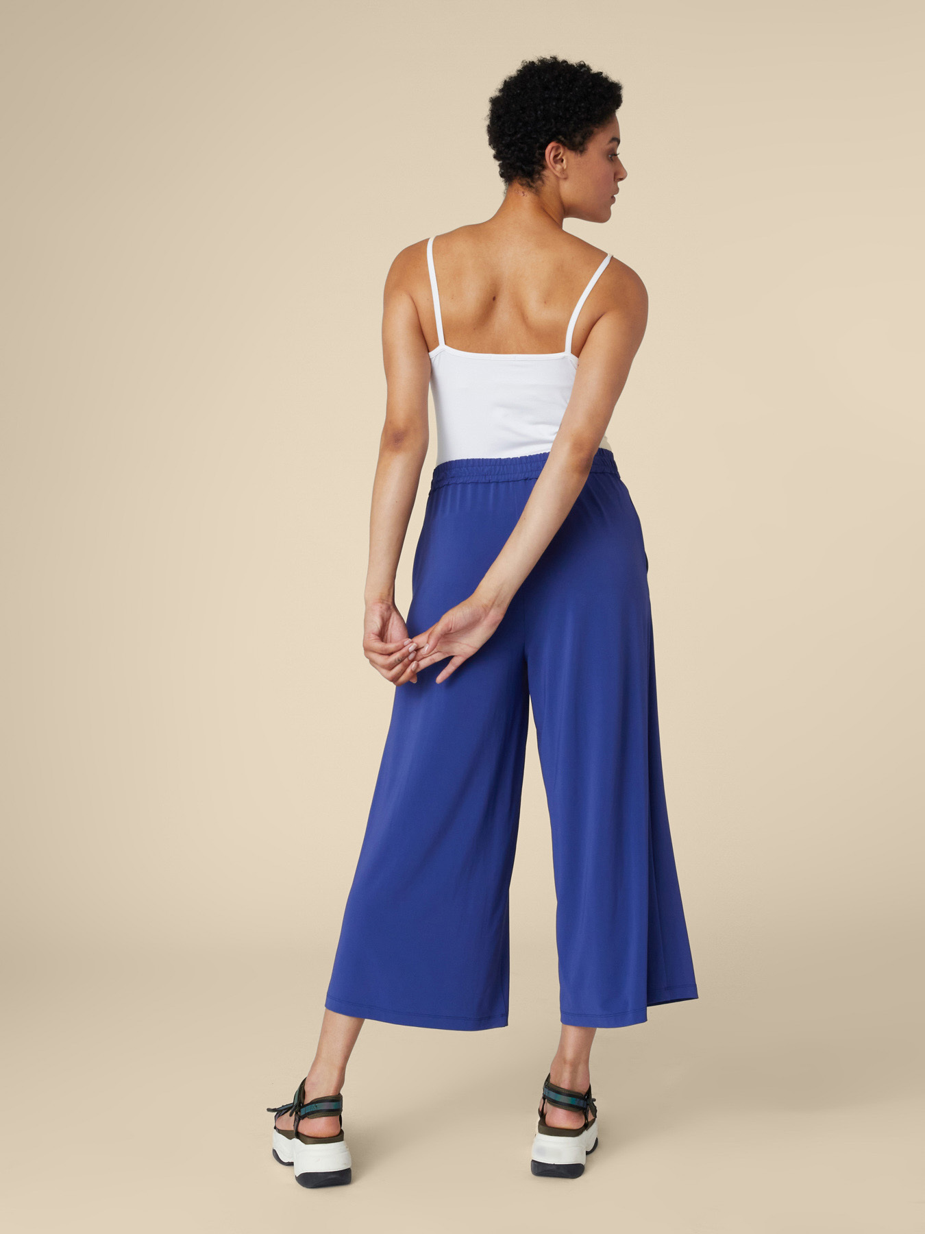 Cropped jersey crepe joggers image number 2