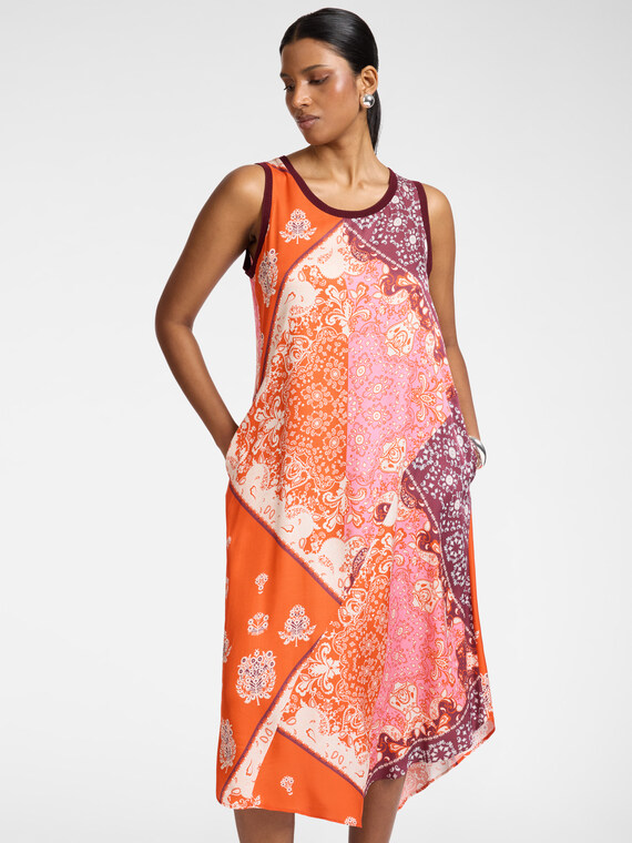 Vestido largo estampado en viscosa