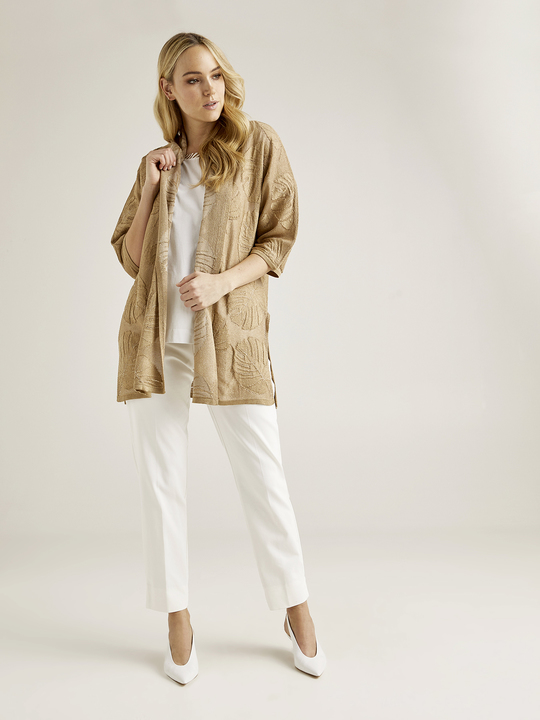 Elenamiro&nbsp;: Pantalon en satin de qualit&eacute; Blanc_1