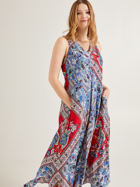 Elenamiro: Vestido comprido estampado Vermelho_1