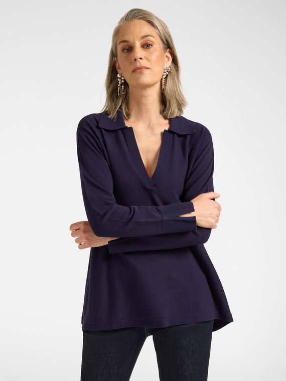 Viscose sweater with collar
