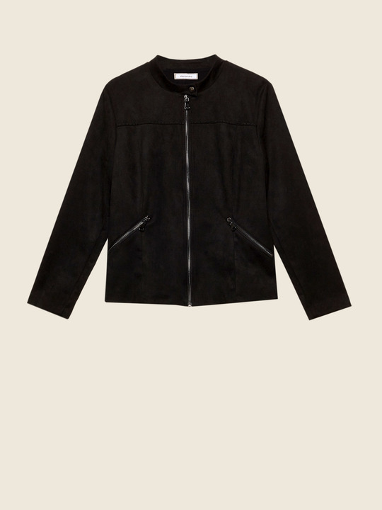 Elenamiro: Jaqueta efeito suede Preto_1