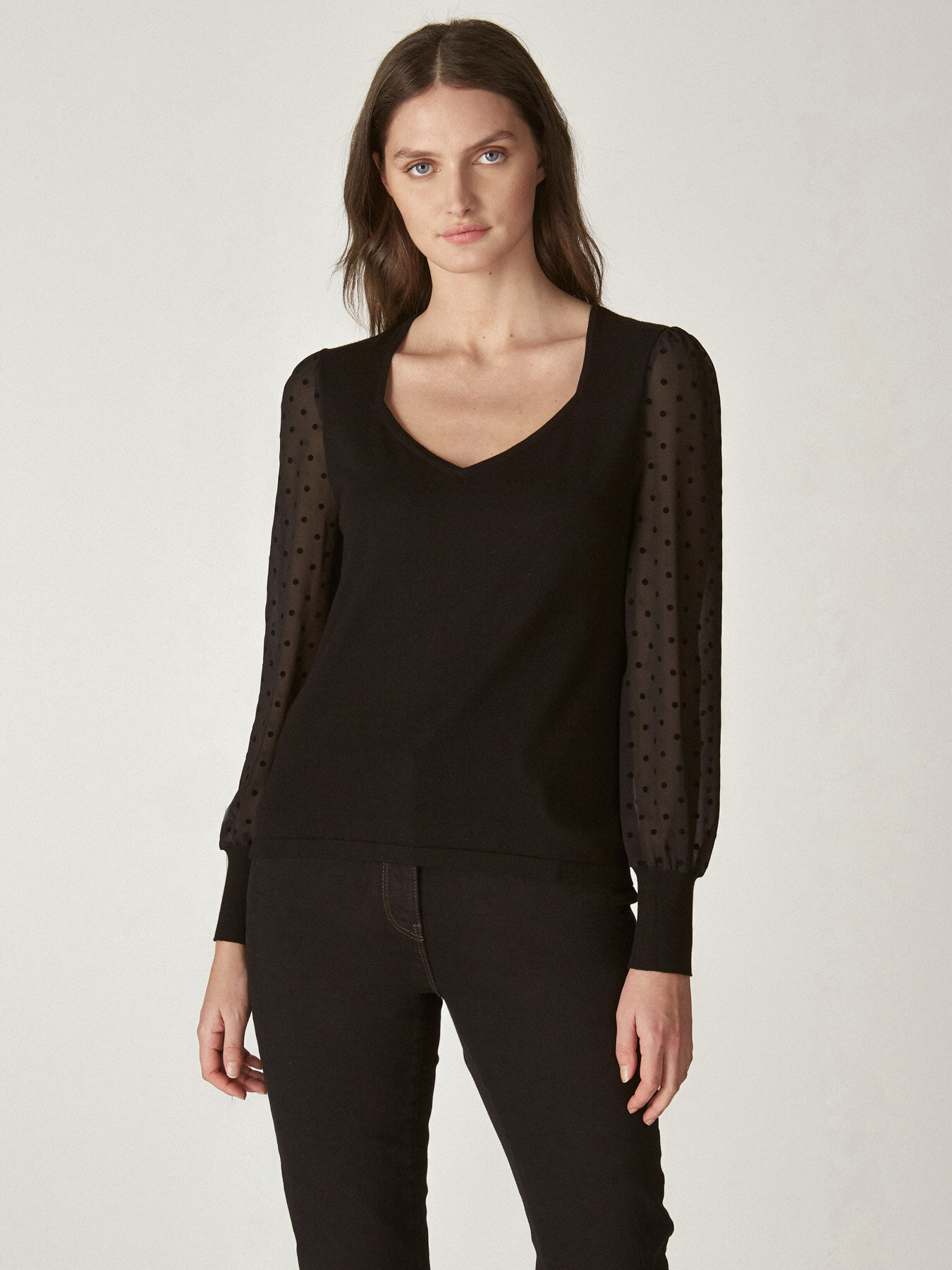 SWEATER WITH JACQUARD SLEEVES image number 2