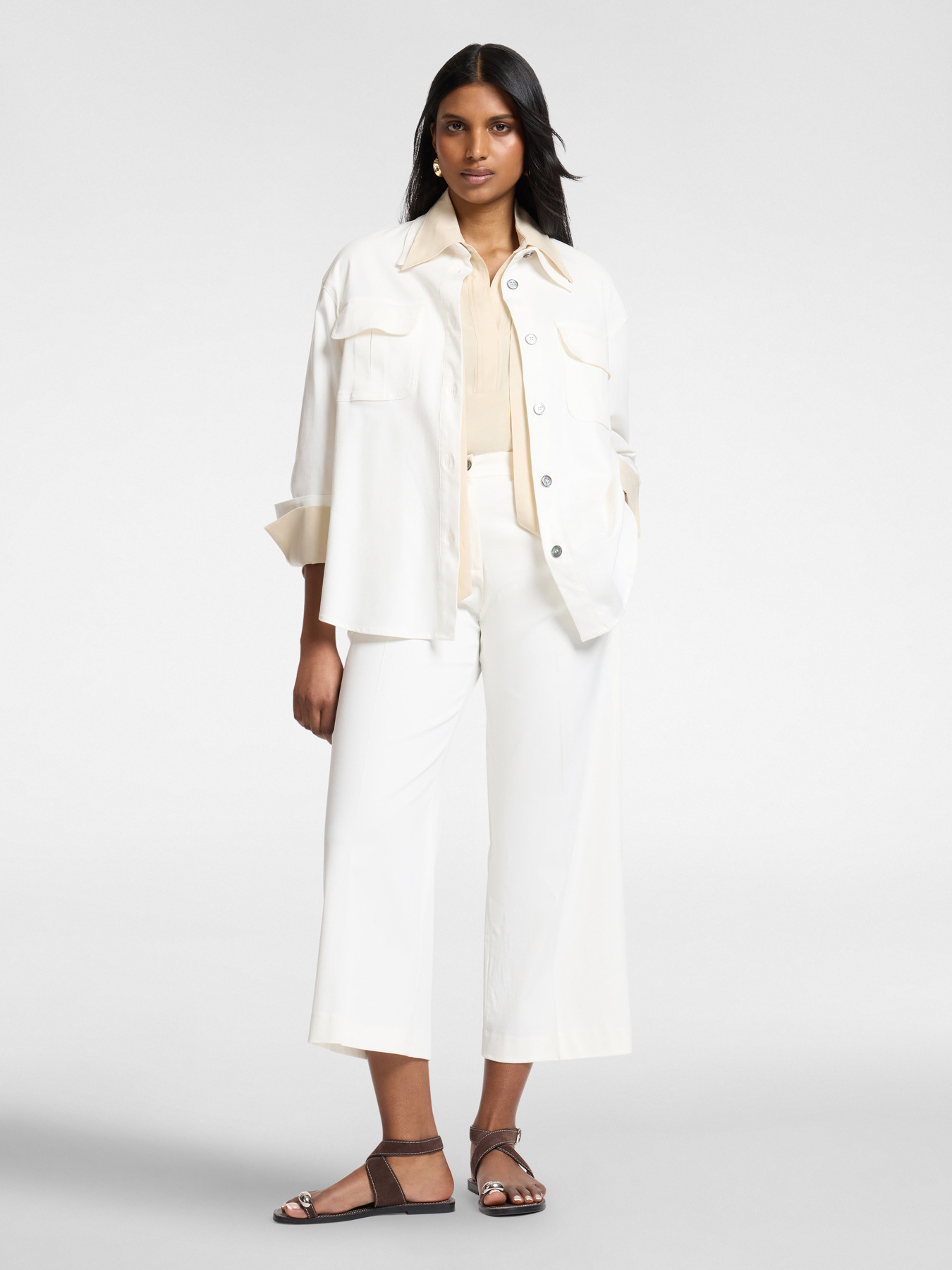 Cropped gabardine trousers image number 0