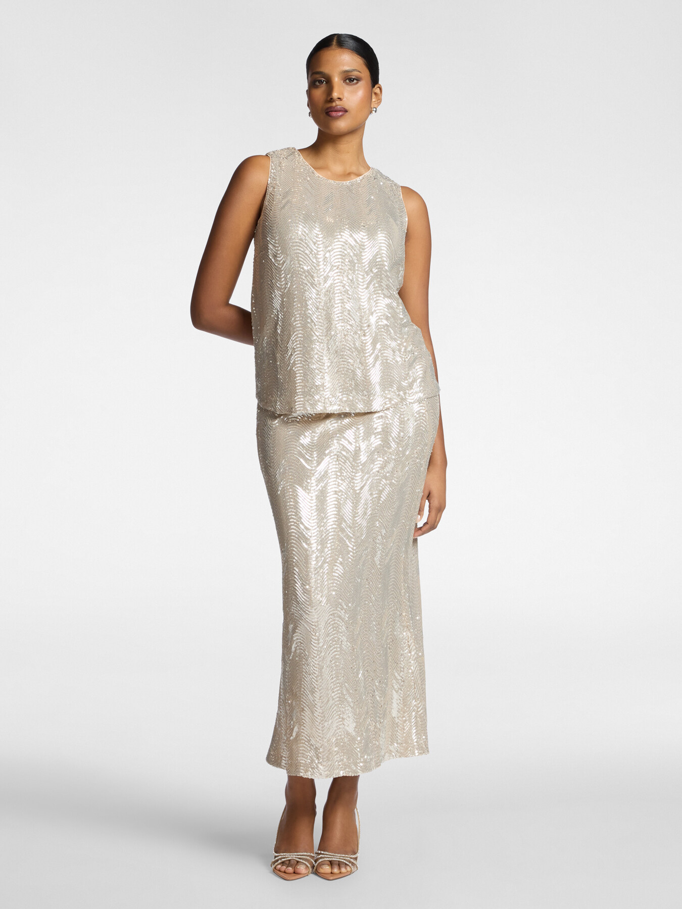 Sequined tulle top image number 2