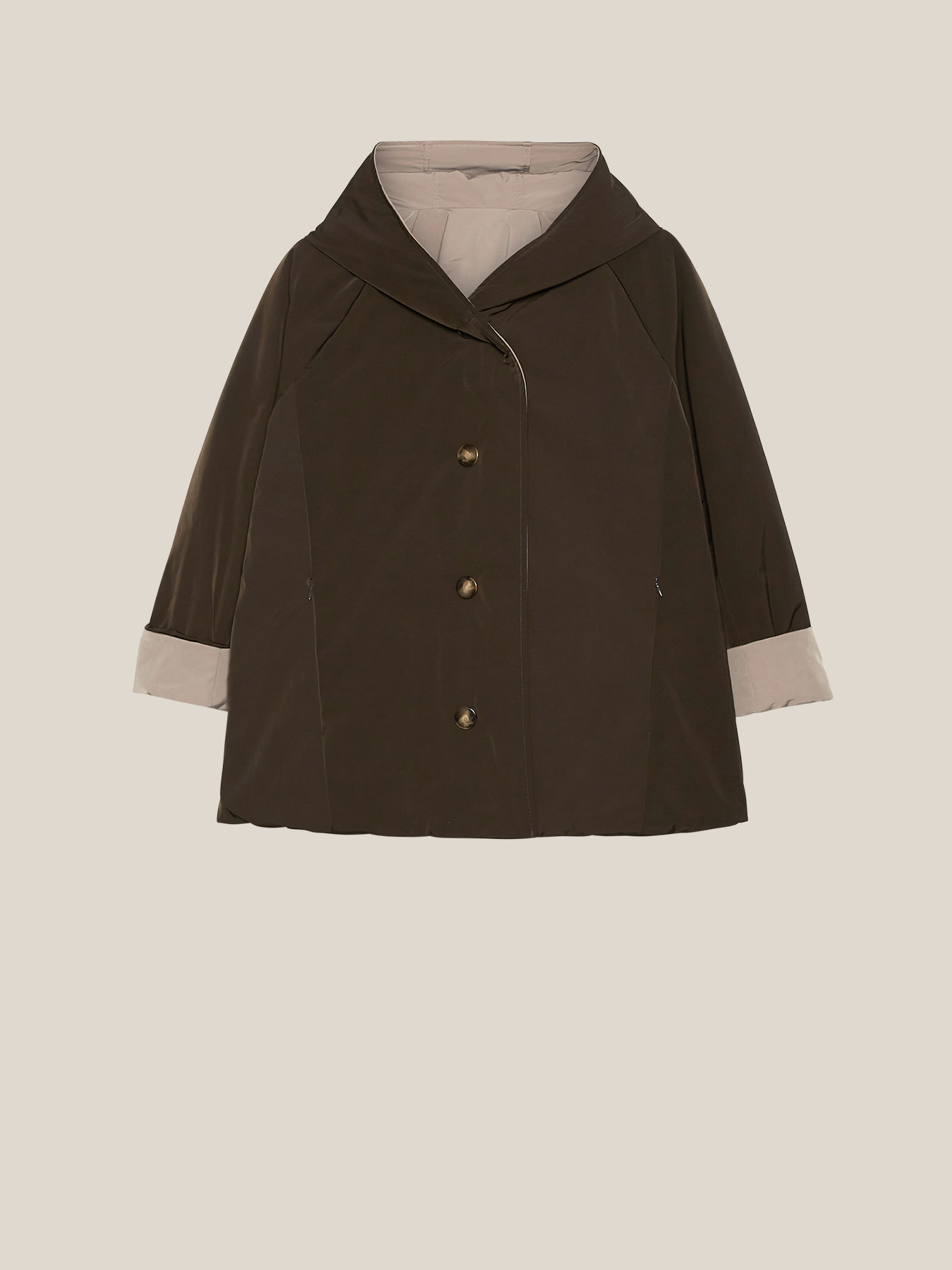 Beidseitig tragbare zweifarbige Daunenjacke mit Kapuze image number 6