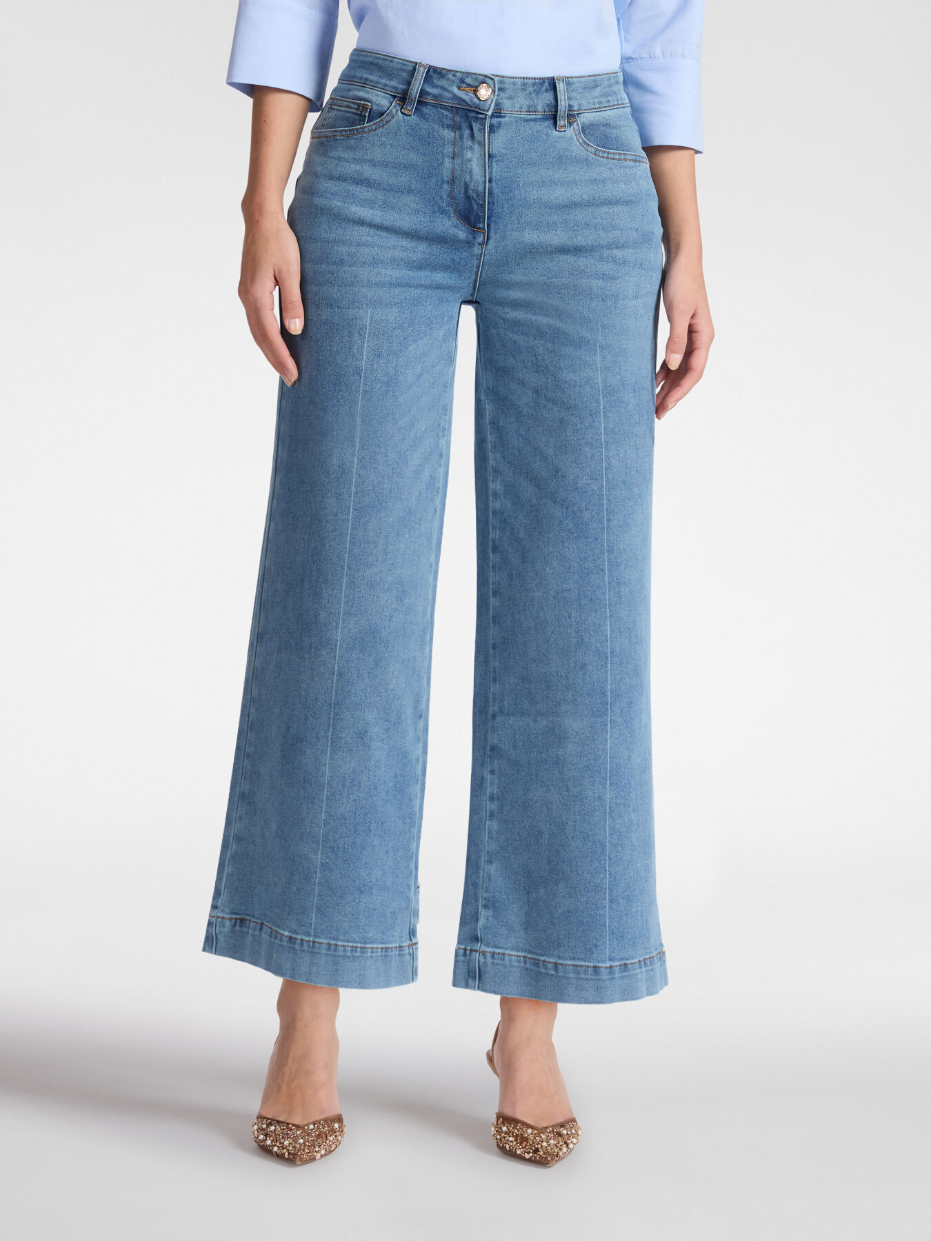 Cropped wide leg jeans image number 2