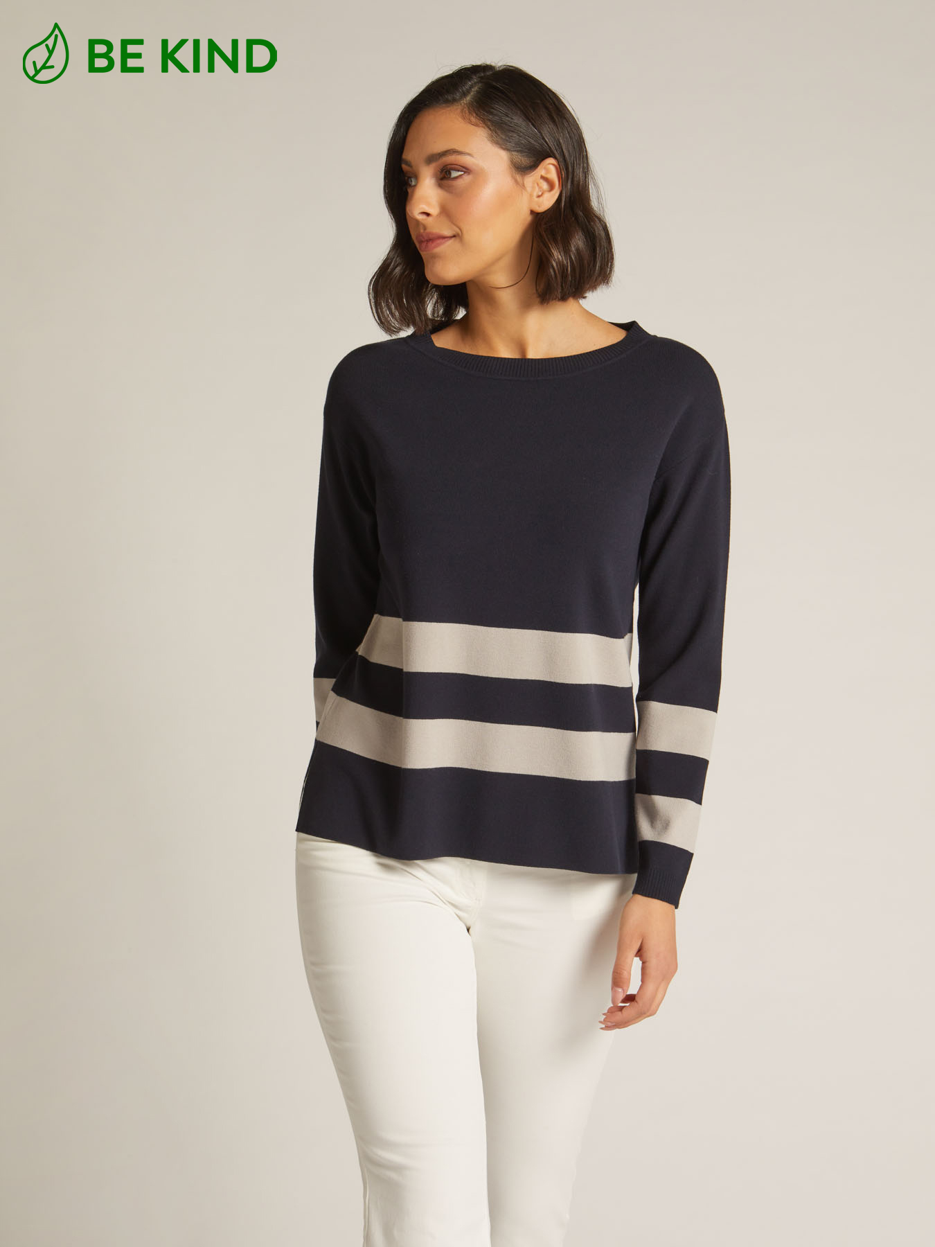 Sweater with stripes at the hem image number 0