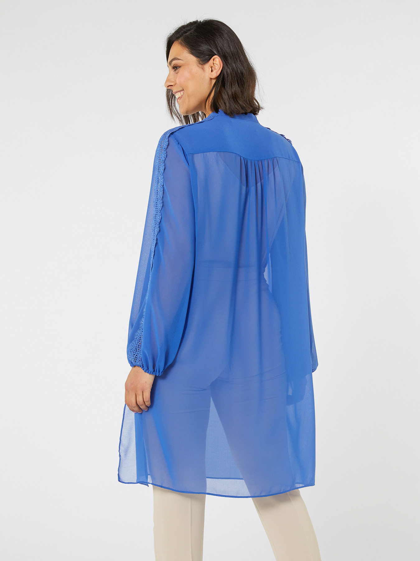 Camicia lunga con inserti in pizzo image number 1