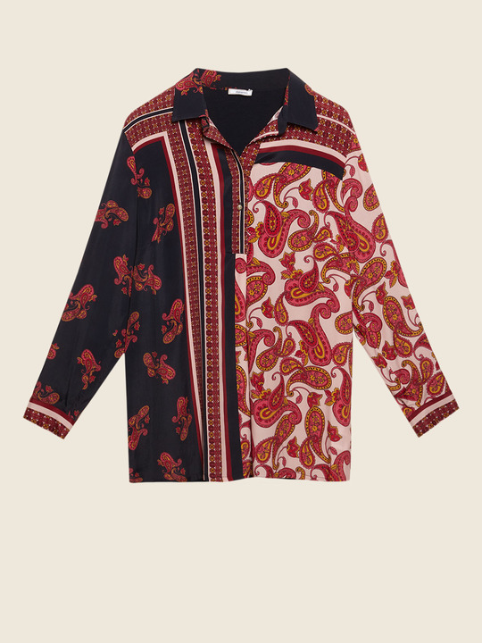 Elenamiro&nbsp;: Blouse &agrave; imprim&eacute; foulard Bleu_1