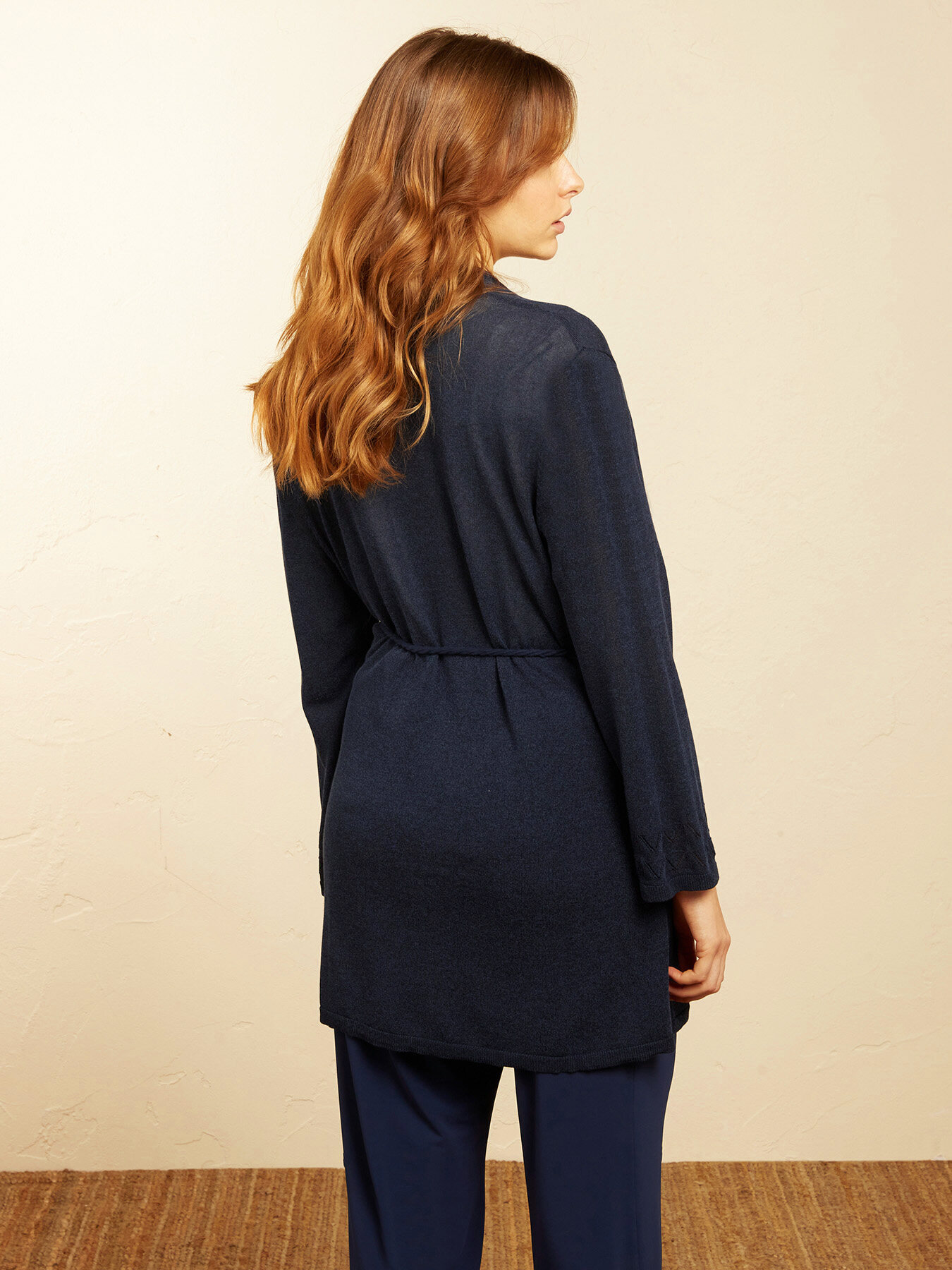 Long belted cardigan image number 1