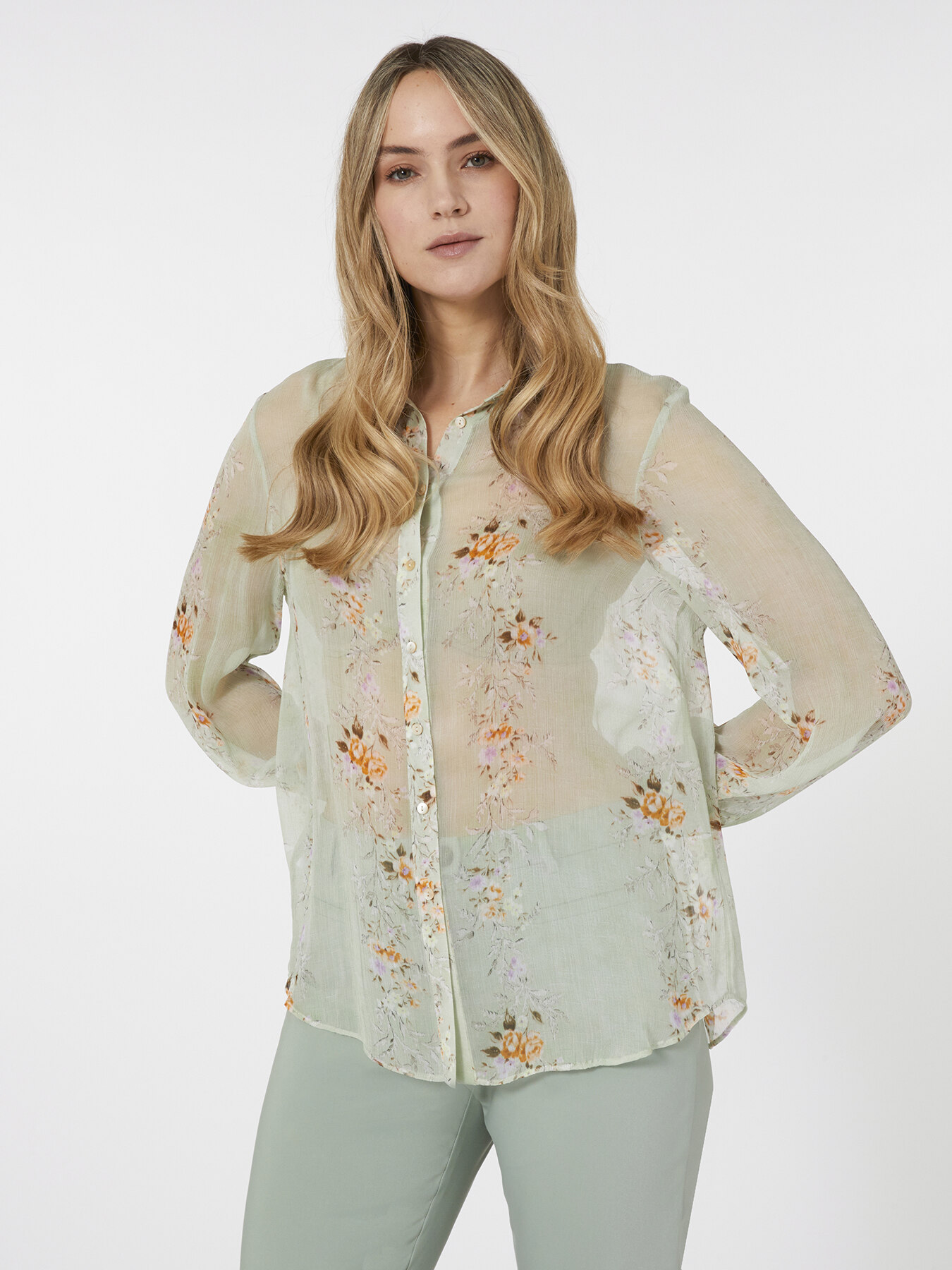 Floral viscose crepon shirt image number 0